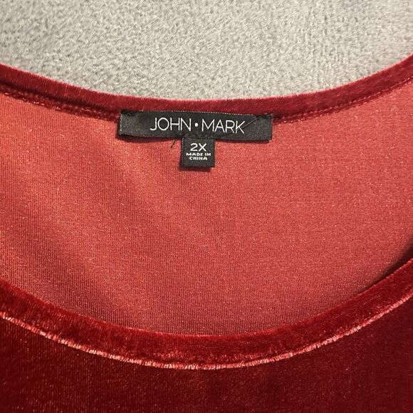 NWT John Mark Velvet Sleeveless Tank Top Plus Size 2X Red Holiday Christmas - Picture 2 of 6